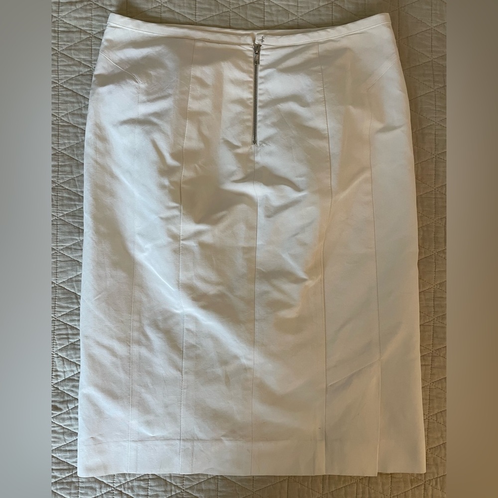 Narciso Rodriguez Made in Italy Cotton & Silk Pencil Skirt in Ivory Size 6 - Picture 5 of 6